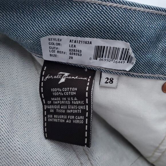 7 For All Mankind LEA Retro Western Boho The Straight Modern Light Med Wash  28 - Picture 6 of 12